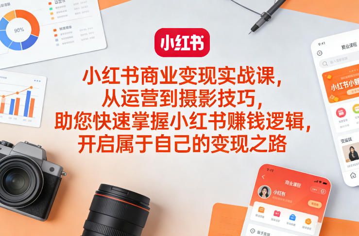 小红书商业变现实战课，从运营到摄影技巧，助您快速掌握小红书賺钱逻辑，开启属于自己的变现之路-七州人网创