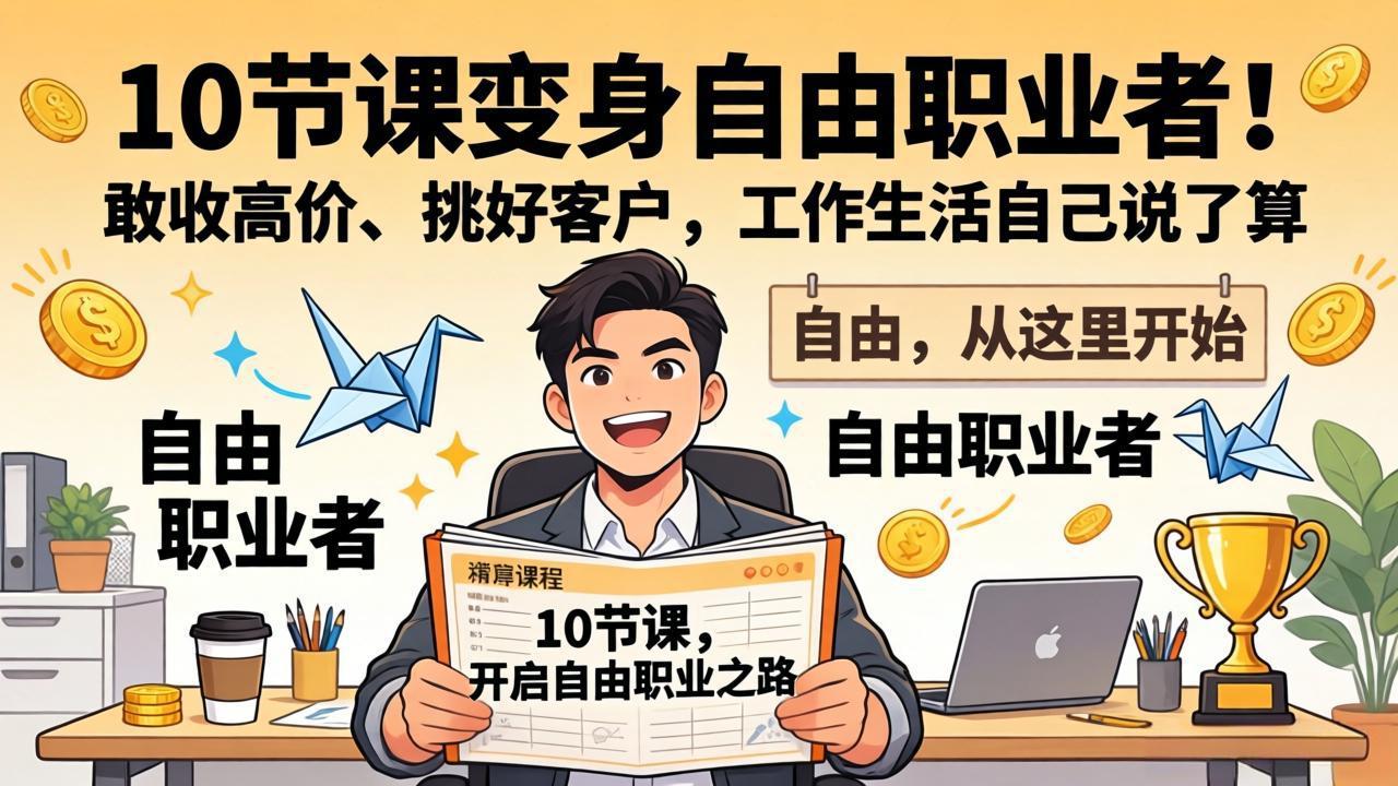 10 节课变身自由职业者!敢收高价、挑好客户,工作生活自己说了算-七州人网创