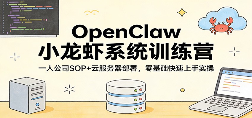 OpenClaw小龙虾系统训练营：一人公司SOP，云服务器部署，零基础快速上手实操-七州人网创