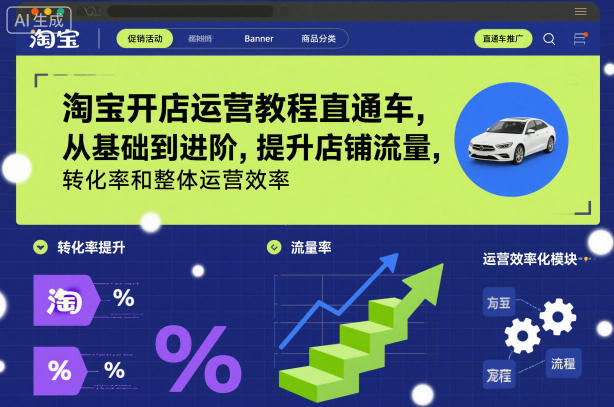 淘宝开店运营教程直通车，从基础到进阶，提升店铺流量，转化率和整体运营效率(更新26年3月)-七州人网创