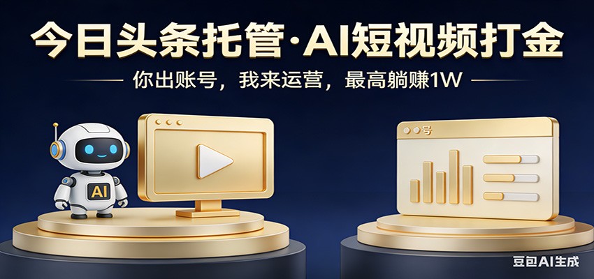 头条号AI托管，我提供作品，你提供账号，每天5分钟发布，小白躺赚3000+-七州人网创