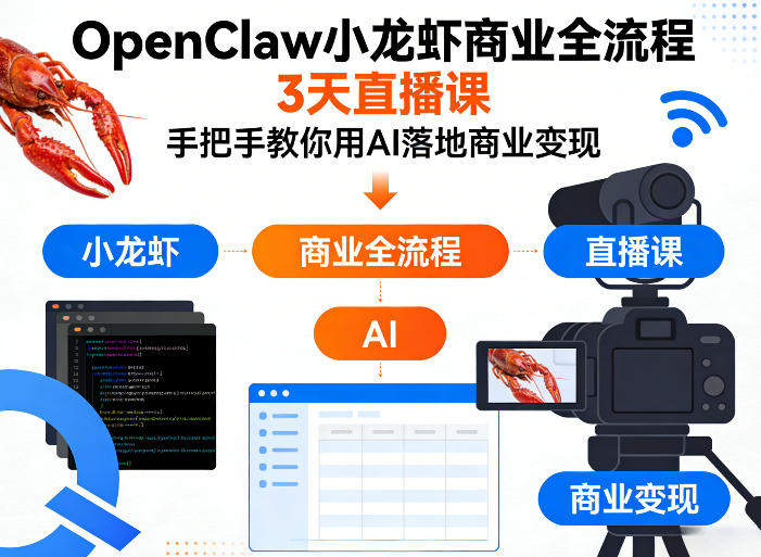 OpenClaw小龙虾商业全流程3天直播课，手把手教你用AI落地商业变现-七州人网创