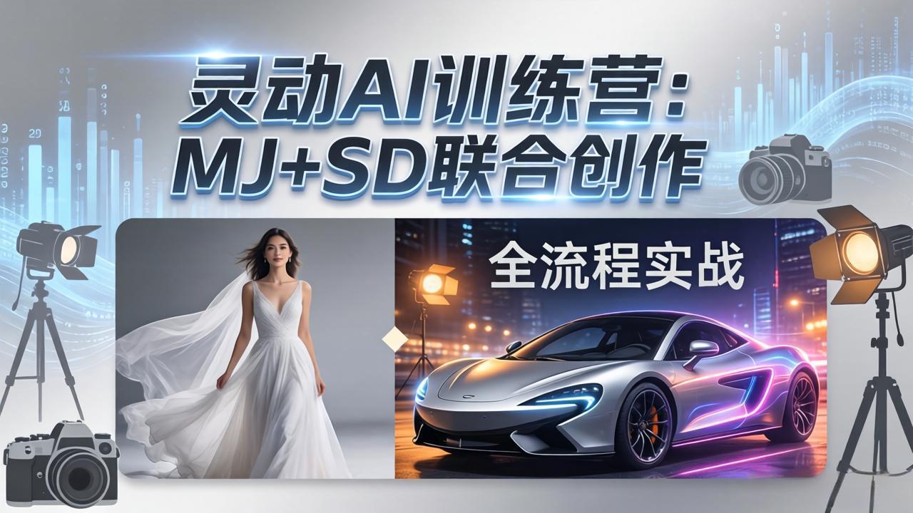 灵动AI训练营-3.0课程：MJ+SD联合创作，从婚纱大片到汽车广告，摄影后期全流程实战-七州人网创