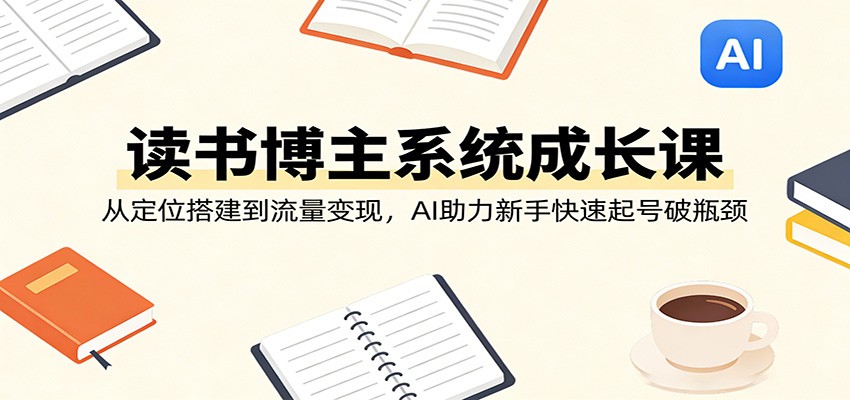 读书博主系统成长课：从定位搭建到流量变现，AI助力新手快速起号破瓶颈-七州人网创