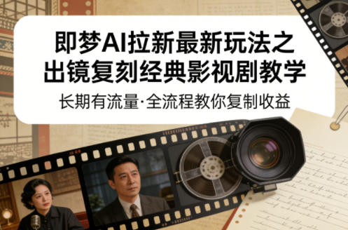 即梦AI拉新最新玩法之出镜复刻经典影视剧教学,长期有流量,全流程教你复制收益-七州人网创