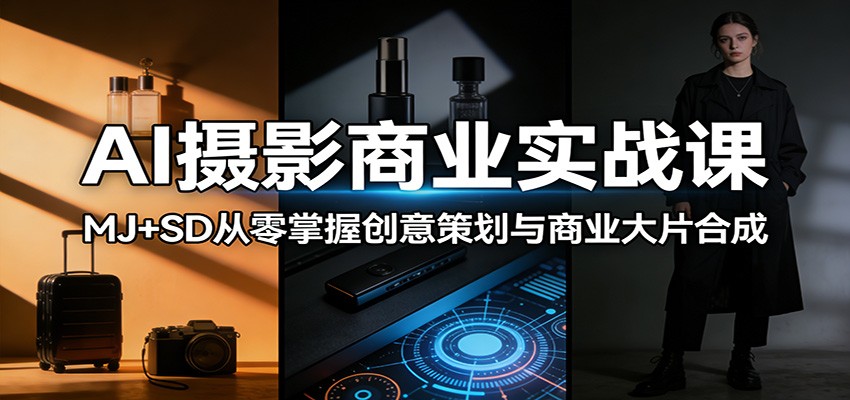 AI摄影商业实战课：MJ+SD从零掌握创意策划与商业大片合成-七州人网创