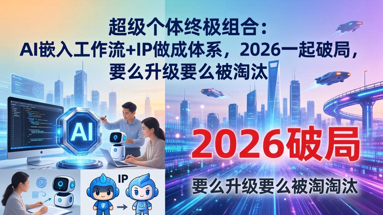 超级个体终极组合：AI嵌入工作流+IP做成体系，2026一起破局，要么升级要么被淘汰-七州人网创
