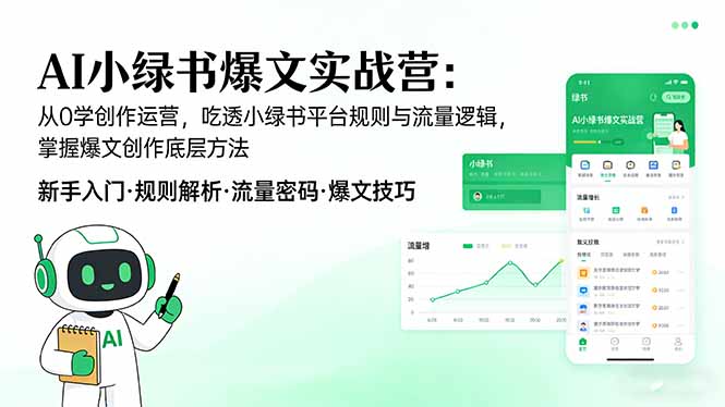 AI 小绿书爆文实战营：从0学创作运营，吃透小绿书平台规则与流量逻辑，掌握爆文创作底层方法-七州人网创