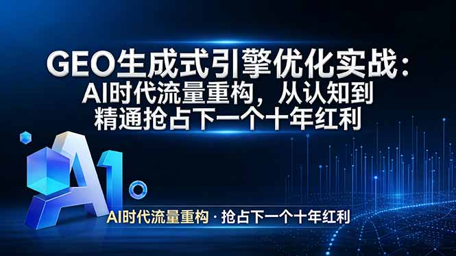 GEO 生成式引擎优化实战：AI时代流量重构，从认知到精通抢占下一个十年红利-七州人网创