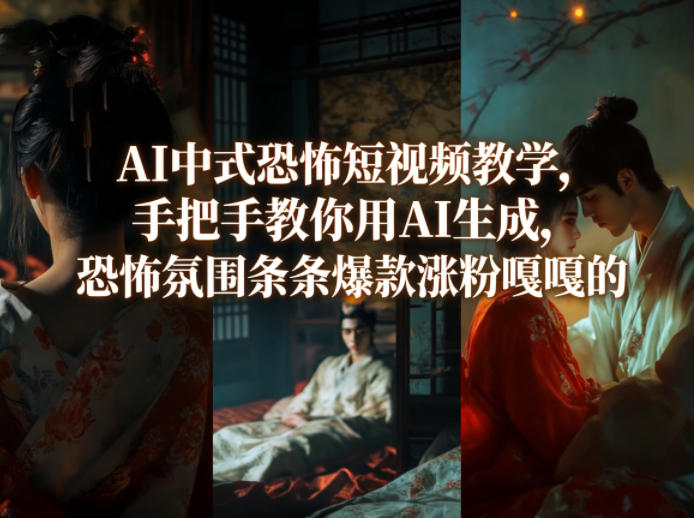 AI中式恐怖短视频教学,手把手教你用AI生成,恐怖氛围条条爆款涨粉嘎嘎的-七州人网创