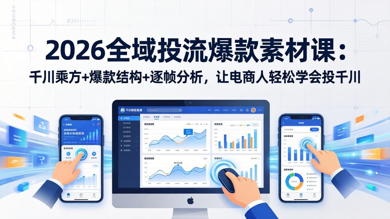 2026全域投流爆款素材课：千川乘方+爆款结构+逐帧分析，让电商人轻松学会投千川-七州人网创