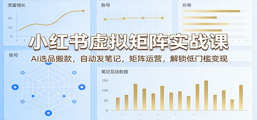 小红书虚拟矩阵实战课：AI选品搬款，自动发笔记，矩阵运营，解锁低门槛变现-七州人网创