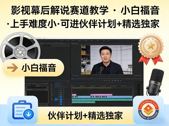 某大佬的影视幕后解说赛道教学，小白福音，上手难度小，可进伙伴计划+精选独家-七州人网创