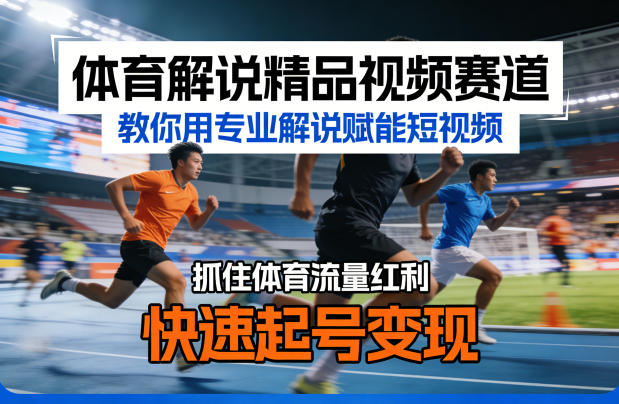 体育解说精品视频赛道，教你用专业解说赋能短视频，抓住体育流量红利，快速起号变现-七州人网创