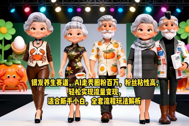 银发养生赛道，AI走秀圈粉百万，粉丝粘性高，轻松实现流量变现，适合新手小白，全套流程玩法解析-七州人网创