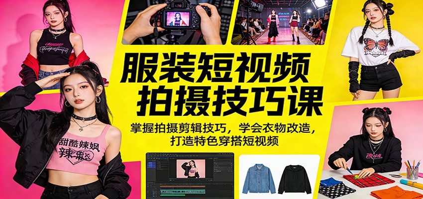 图片[1]-服装短视频拍摄技巧课：掌握拍摄剪辑技巧，学会衣物改造，打造特色穿搭短视频-七州人网创