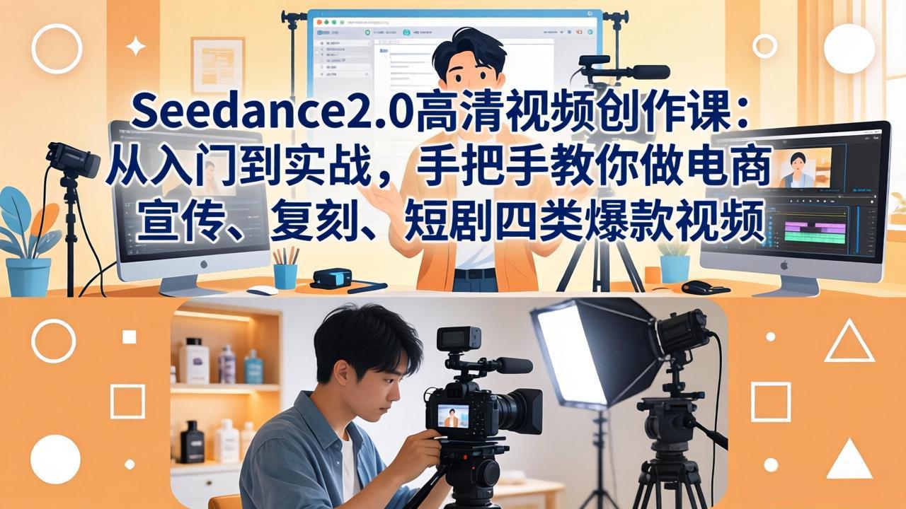 Seedance2.0高清视频创作课：从入门到实战，手把手教你做电商、宣传、复刻、短剧四类爆款视频-七州人网创