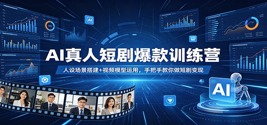 AI真人短剧爆款训练营：人设场景搭建+视频模型运用，手把手教你做短剧变现-七州人网创