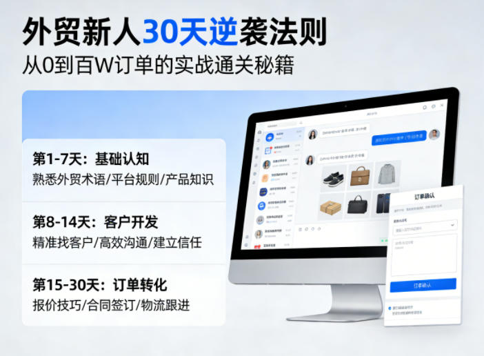 外贸新人30天逆袭法则,教你从0到百W订单的实战通关秘籍-七州人网创