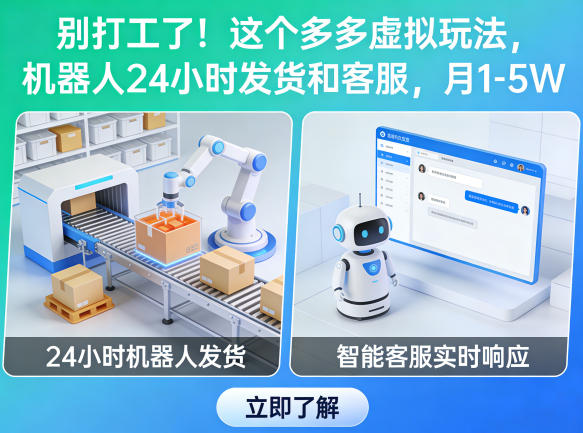 别打工了！这个多多虚拟玩法，机器人24小时发货和客服，月1-5W【揭秘】-七州人网创