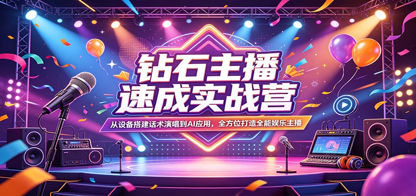 图片[1]-钻石主播速成实战营：从设备搭建话术演唱到AI应用，全方位打造全能娱乐主播-七州人网创