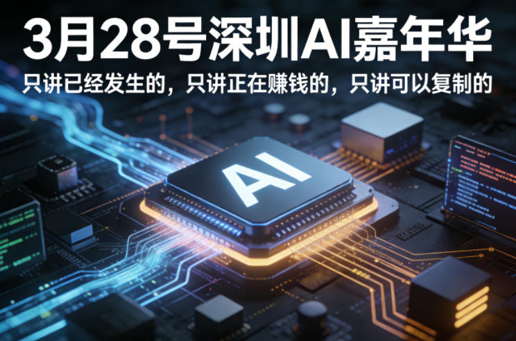 3月28号深圳AI嘉年华，只讲已经发生的，只讲正在賺钱的，只讲可以复制的-七州人网创