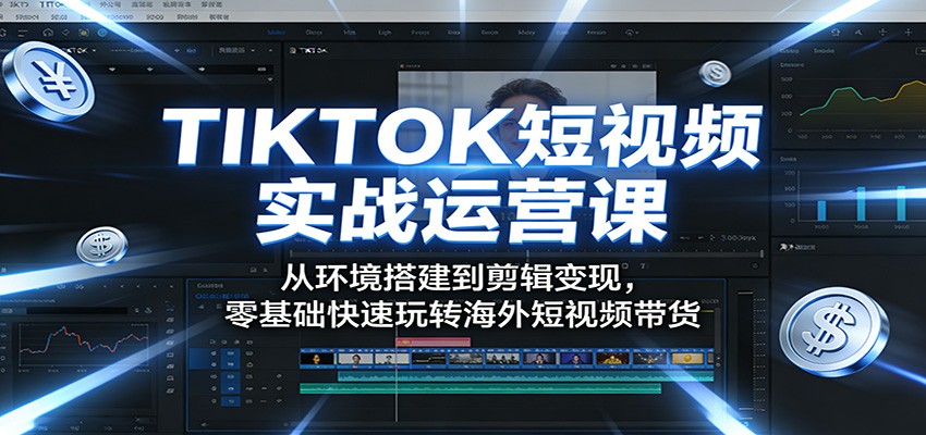 TIKTOK短视频实战运营课:从环境搭建到剪辑变现,零基础快速玩转海外短视频带货-七州人网创