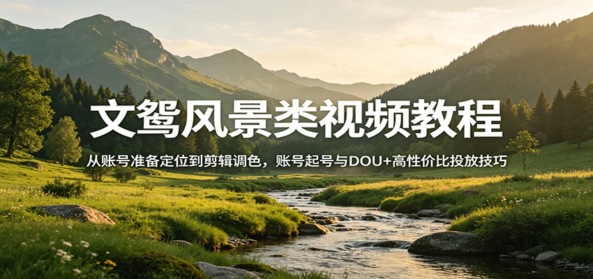 图片[1]-文鸳风景类视频教程：从账号准备定位到剪辑调色，账号起号与DOU+高性价比投放技巧-七州人网创