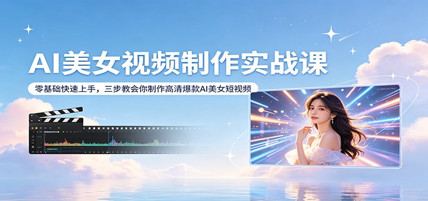AI美女视频制作实战课:零基础快速上手,三步教会你制作高清爆款AI美女短视频-七州人网创