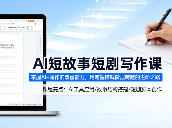 AI短故事短剧写作课,掌握AI+写作的双重能力,用笔墨铺就阶层跨越的进阶之路-七州人网创