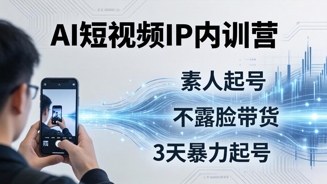 2026AI短视频IP内训营：从素人起号到不露脸带货，3天暴力起号全流程拆解-七州人网创