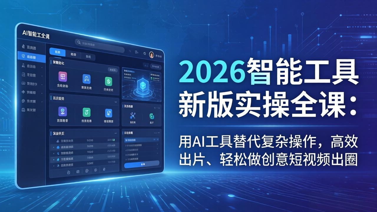 2026智能工具新版实操全课：用AI工具替代复杂操作，高效出片、轻松做创意短视频出圈-七州人网创