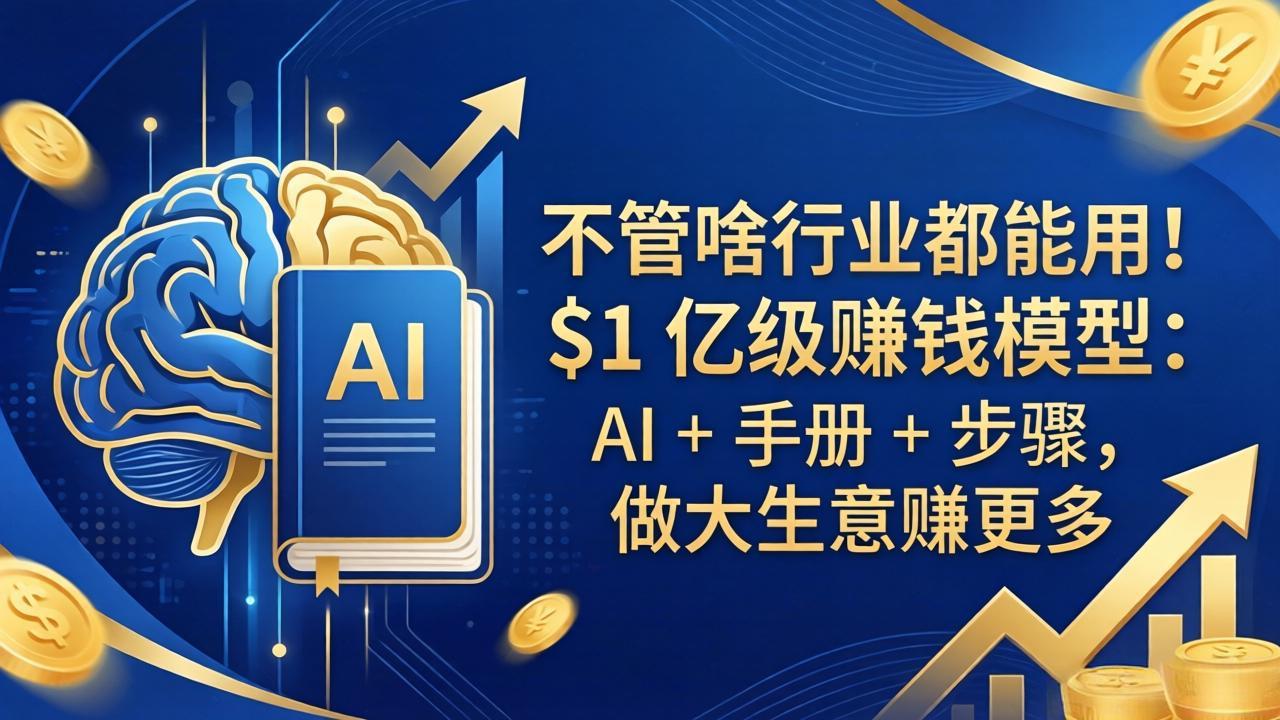 不管啥行业都能用！$1 亿级赚钱模型：AI + 手册 + 步骤，做大生意赚更多-七州人网创