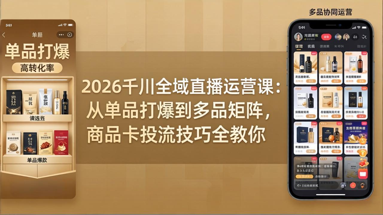 2026千川全域直播运营课：从单品打爆到多品矩阵，商品卡投流技巧全教你-七州人网创