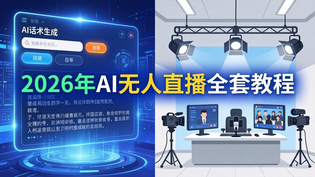 2026年AI无人直播全套教程：OBS安装+软件配置+直播间搭建+话术生成+一键开播实操-七州人网创