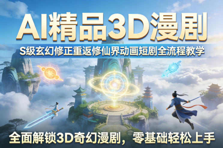 AI精品3D漫剧S级玄幻修正重返修仙界动画短剧全流程教学，全面解锁3D奇幻漫剧，零基础轻松上手-七州人网创