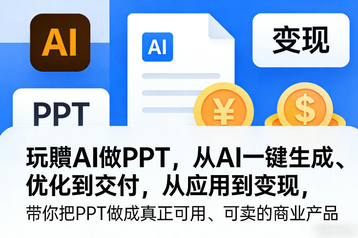 玩賺AI做PPT，从AI一键生成、优化到交付，从应用到变现，带你把PPT做成真正可用、可卖的商业产品(更新0401)-七州人网创