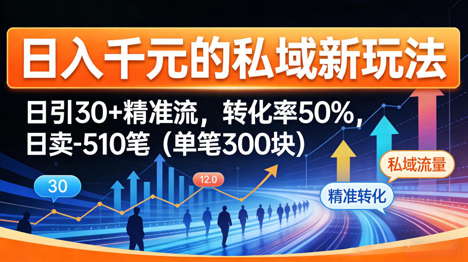 日入千米的私域新玩法：日引30＋精准流，转化率50%，日卖5-10笔(单笔300米)-七州人网创